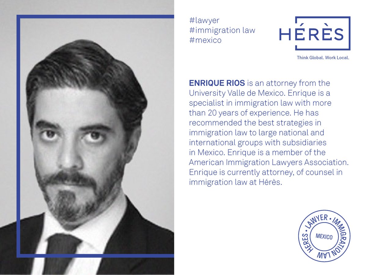 HeresLegal's tweet photo. [#OurTalentedTeam] - In the next few days we're going to meet the members of the #Mexico team.

Today, we introduce you to Enrique Rios!

More info 👇

#hereslegal #heresteam #heres #mexico #team #lawyers #enriquerios #law #immigrationlaw https://t.co/yy2v7k0Q6k