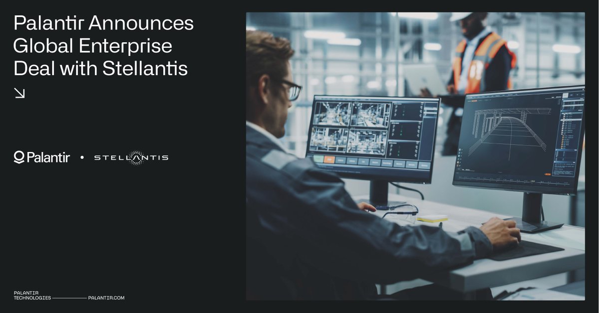 .<a href="/Stellantis/">Stellantis</a> will deploy #Palantir Foundry across brands, business functions and plant locations to accelerate its digital transformation into a sustainable #mobility tech company, improve #supplychain performance, and enhance vehicle quality. 

Learn how: bwnews.pr/3sYttih