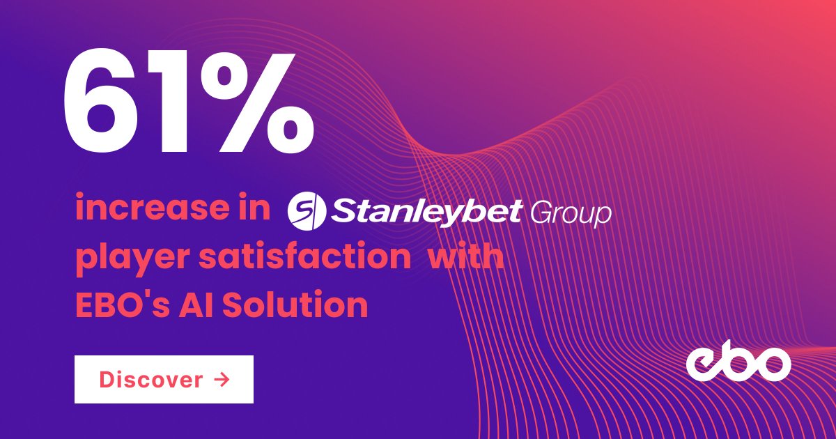 EBO_ai's tweet image. Stanleybet Group, a leading #European #igaming operator, achieved a 61% increase in #playersatisfaction with EBO's AI Solution! 📈
Today EBO’s Virtual Agent handles over 50% of Stanleybet’s contact centre conversations and supports players 24/7.
➡️ More: bit.ly/39T081M