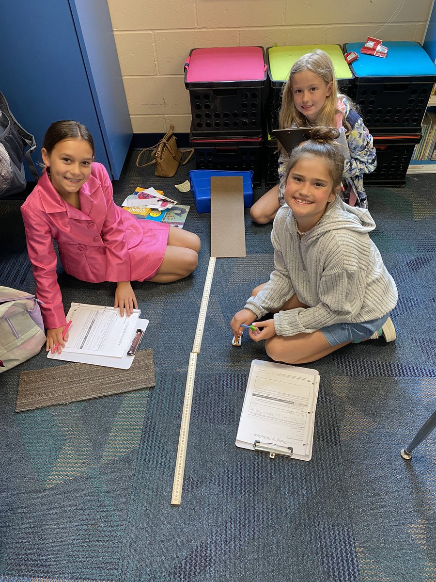 MrsSharpGr3's tweet photo. Changing the surface science experiment. Which surface will make the car go faster- carpet, rubber or nothing on it? https://t.co/w3czBPJZIS