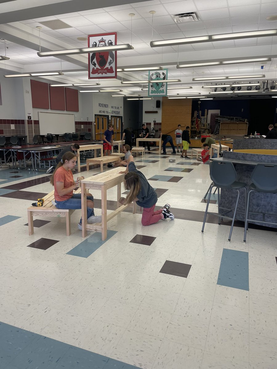 Sanding down tables to prep for stain during our <a href="/HillwoodMS/">Hillwood</a> #HMSYES2022 project.