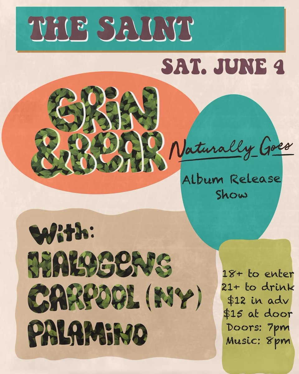 Hello! We are playing a show next Saturday in Asbury Park with our friends that is guaranteed to be both cute and nice 👍