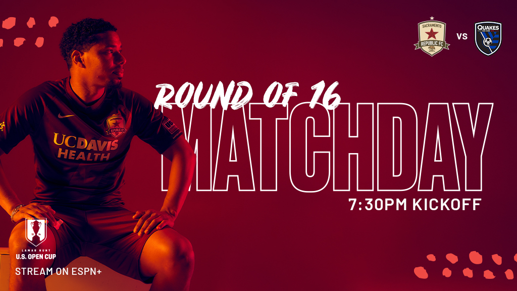 SacRepublicFC's tweet photo. IT’S @opencup MATCHDAY! 🔥

🆚 @SJEarthquakes  
📍 @HeartHealthPark
⏰ 7:30PM
🎟️ https://t.co/AiTFYVSUpW
📺 ESPN+

#USOC2022 https://t.co/lds0YFiYTM