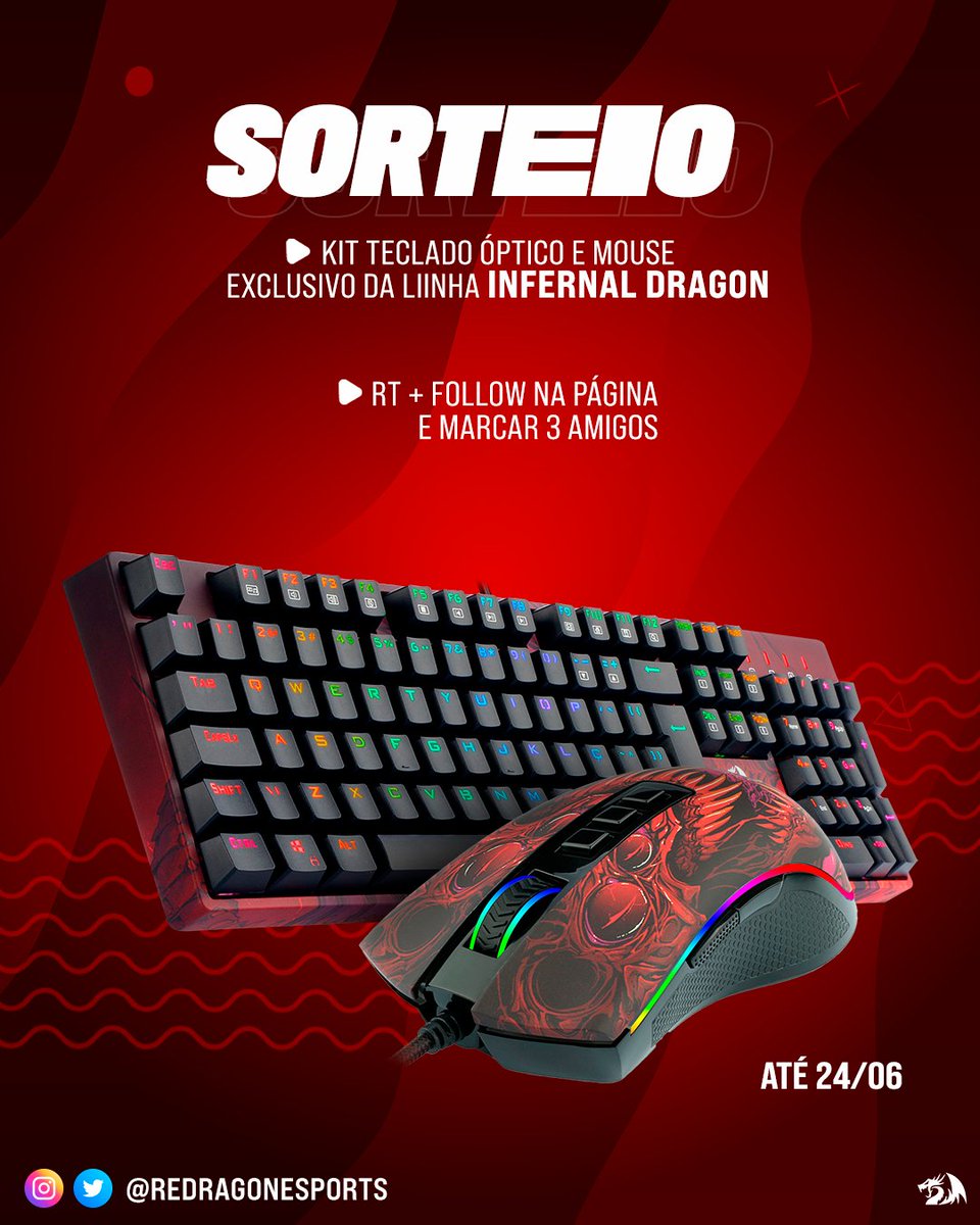 Quer ganhar esse super kit Infernal Dragon na faixa?! 🔥

Até o dia 24/06/2022 siga nosso perfil, dá RT nesse post e marque 3 amigos nos comentários para concorrer!

Vamos divulgar o ganhador em nossas mídias assim que o prazo da promo terminar!

Fique de olho e boa sorte! 😉