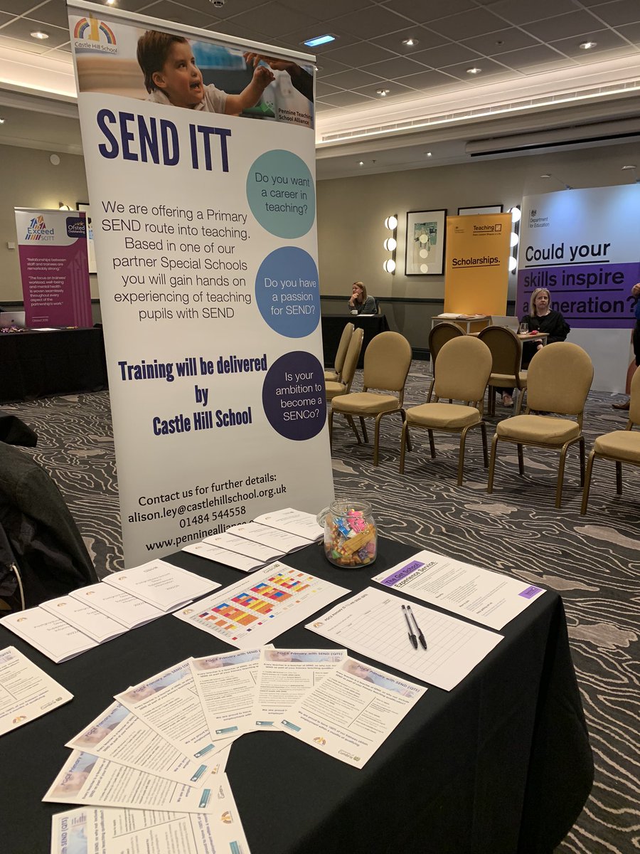 Come and have a chat about teacher training with a SEND specialism. We are at the Get into Teaching event in Leeds today 4.30 - 7.30pm at Hilton City Leeds #getintoteaching @CastleHill_