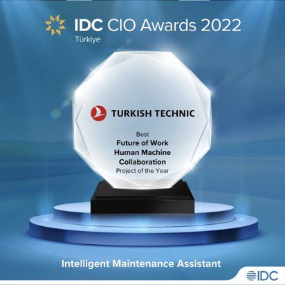 palamartech's tweet photo. we are happy that the “Intelligent Maintenance Assistant" project, powered by our #artificialintelligence platforms, won the first prize in the "Future of Work Human-Machine Collaboration" category at the 2022 IDC | Türkiye CIO Awards. https://t.co/TYobZ8n17H