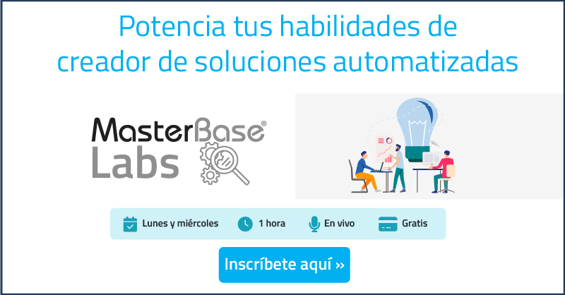 Te invitamos a participa gratis de los MasterBase® Labs. Inscríbete aquí;

hubs.ly/Q01bt1_c0

#AutomatizaconMasterBase 
#automatizaciondeprocesos 
#automatizacion
 #transformaciondigital  
#masterbase
#configware
#masterbaselabs