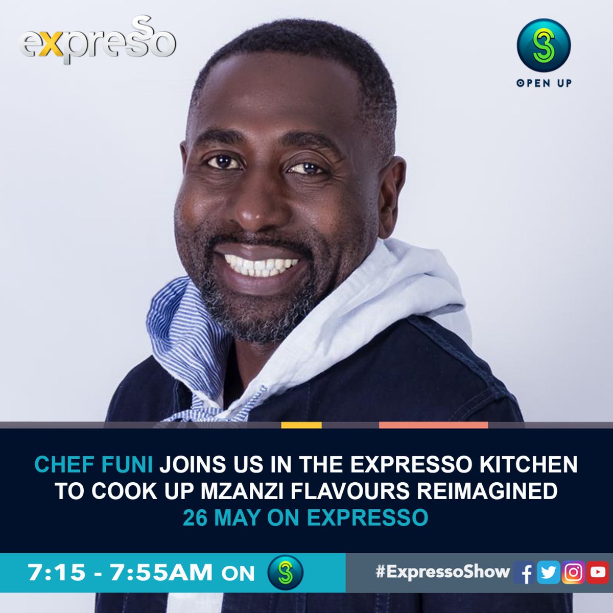 expressoshow's tweet photo. We're cooking with Chef Funi in the kitchen tomorrow! join us 6-9AM on @SABC3 #ExpressoShow https://t.co/8zmLoeVAQw