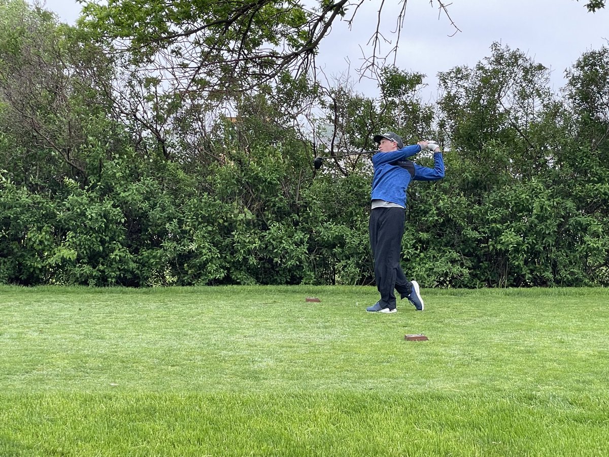 Carson Kildow following through after a nice shot off the 11th tee.