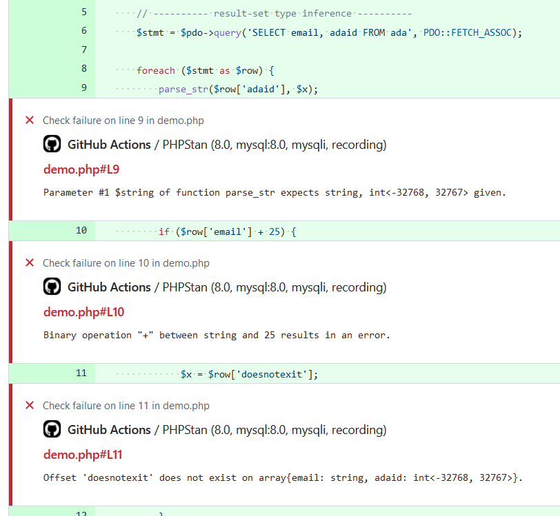 just released another next-level static analysis feature with #phpstandba, a extension for <a href="/phpstan/">PHPStan</a> analysis.

In addtion to the already existing result-set type inference and sql syntax checking capabilites, it contains query plan analysis to spot performance problems.

plz RT