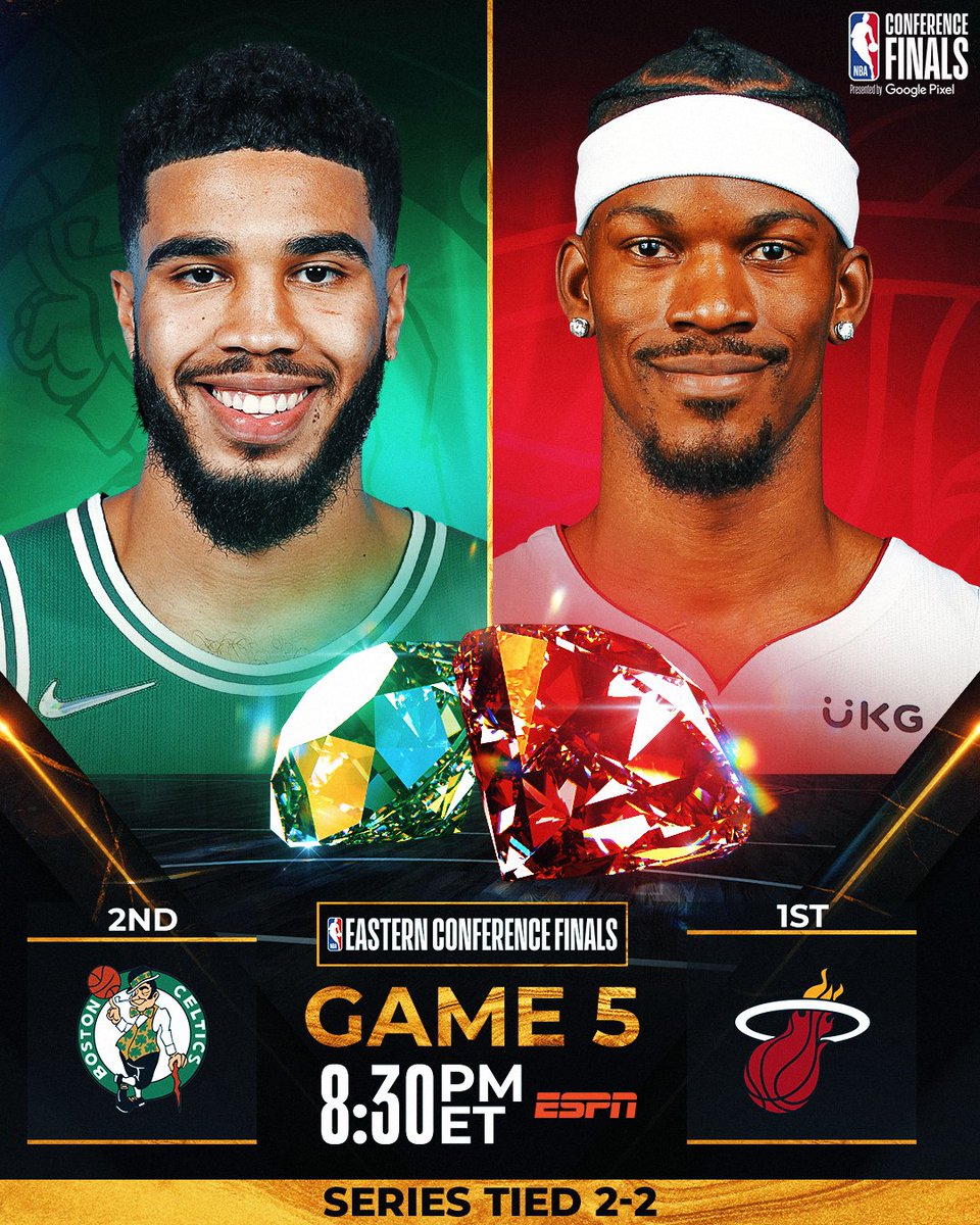 NBA's tweet photo. Tatum's 31 PTS, 8 REB, 5 AST helped Boston win Game 4.

Series tied 2-2... which team will take a 3-2 lead?

BOS/MIA Game 5 - 8:30pm/et, ESPN https://t.co/XkX2NTwOWg