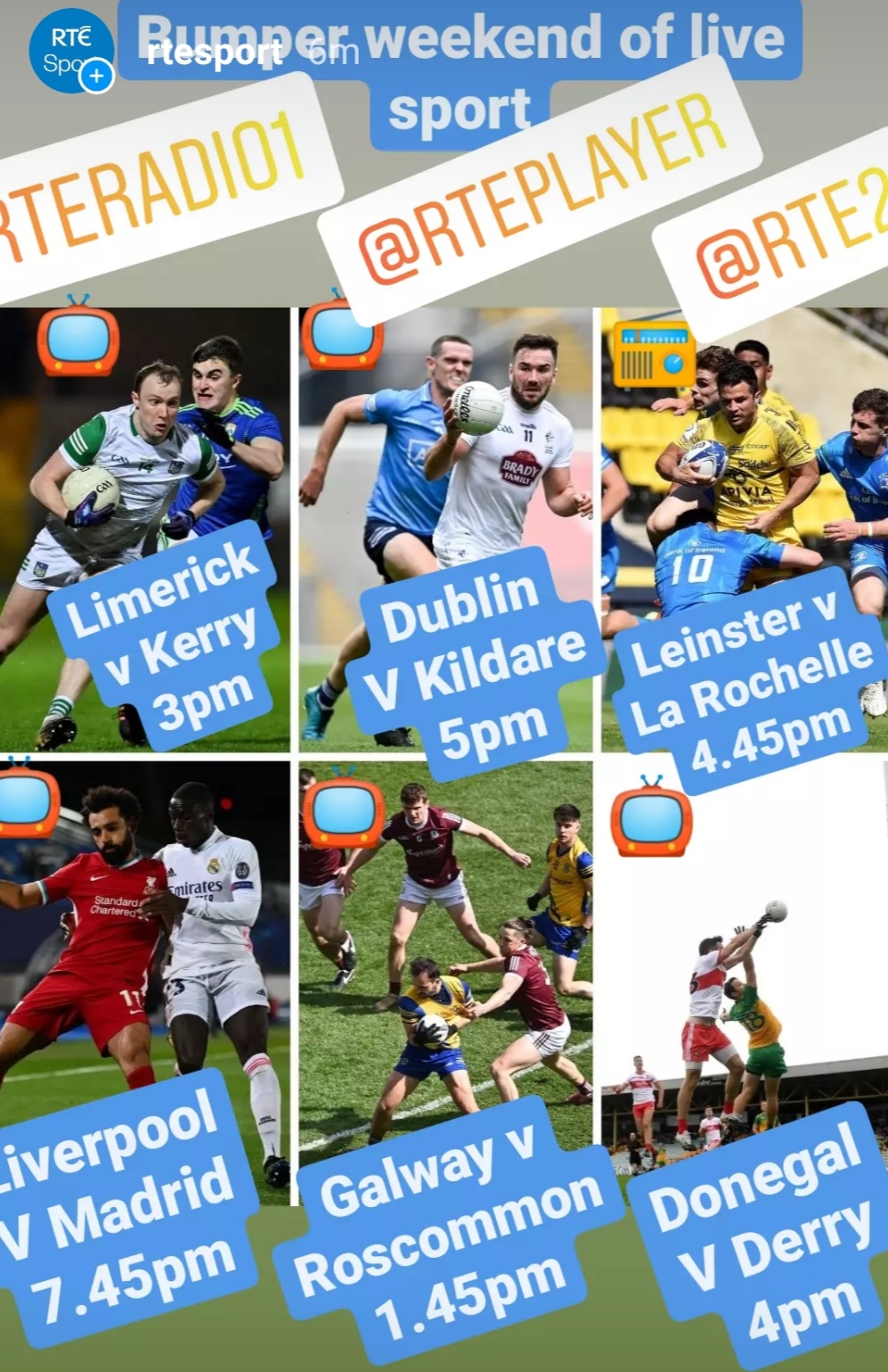 RTÉ Sport on Twitter "Huge weekend of live sport. On Saturday, two provincial football finals