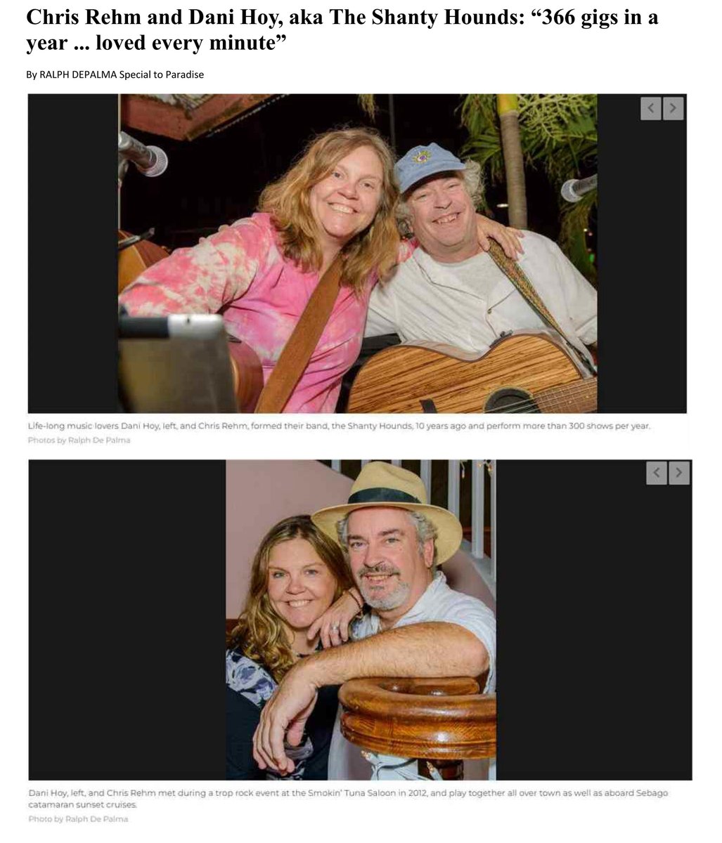 BoneIslandRadio's tweet photo. Very nice article about two of our favorite people, @DaniHoyMusic and @KeyWestChris  @TheShantyHounds in today’s Key West Citizen and online at https://t.co/rUgPuHt1LZ.  Check them out if you are in #KeyWest They will be playing somewhere!

#IslandMusic 
#TropRock 
#Parrotheads https://t.co/dzADm2JOhC