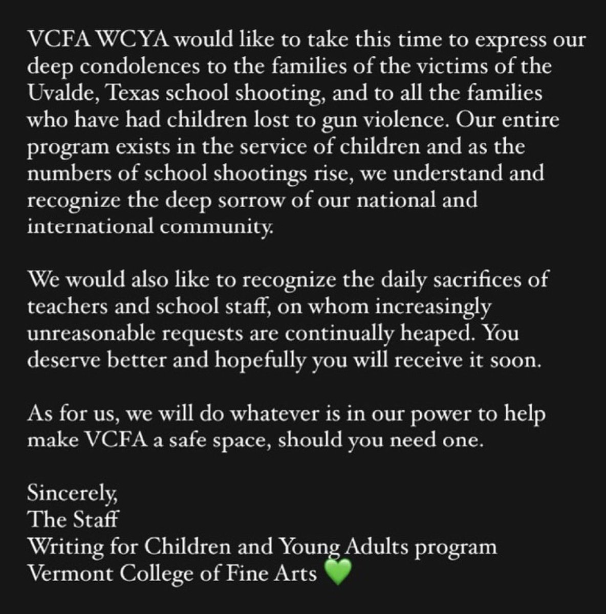 VCFA WCYA tweet media