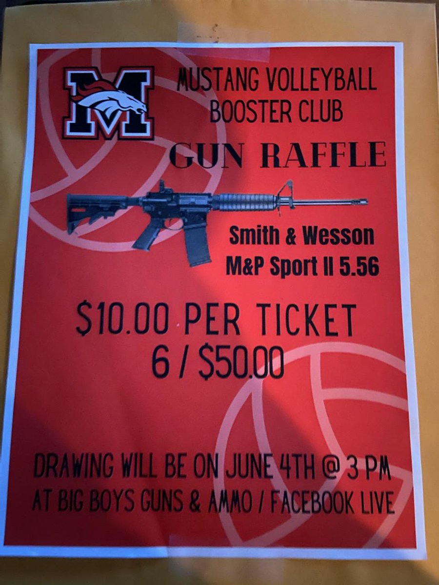 ebiscone1's tweet photo. @JoyVBehar Joy, this is a real poster for a fundraiser for the volleyball team at Mustang High in Mustang Oklahoma. https://t.co/N5AasDycDg