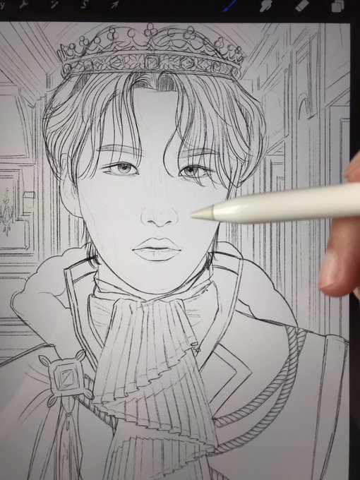 seonghwa of the royal series is next! 
( sketch wip )

#ATEEZfanart #SEONGHWA #성화 #ATEEZ #에이티즈 @ATEEZofficial 