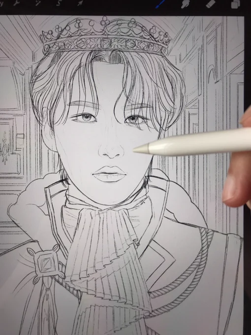seonghwa of the royal series is next! 
( sketch wip )

#ATEEZfanart #SEONGHWA #성화 #ATEEZ #에이티즈 @ATEEZofficial 