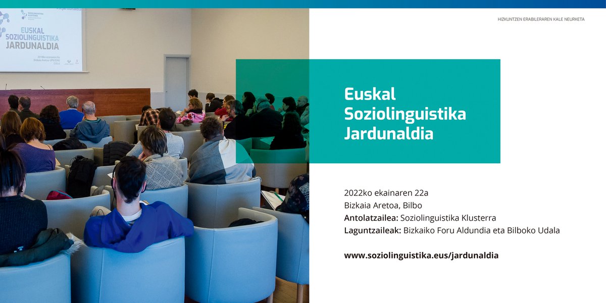 [INFORMAZIO GEHIAGO] Ikerketaren emaitza guztiak eta zabalpenerako materialak hemen aurkituko dituzue  soziolinguistika.eus/kaleneurketa20…  

Ekainaren 22an #ESJardunaldia Hizkuntzen erabileraren kale neurketaren emaitzak aztertzeko topagunea izango da. Laster info+

#euskara #kaleneurketa21
