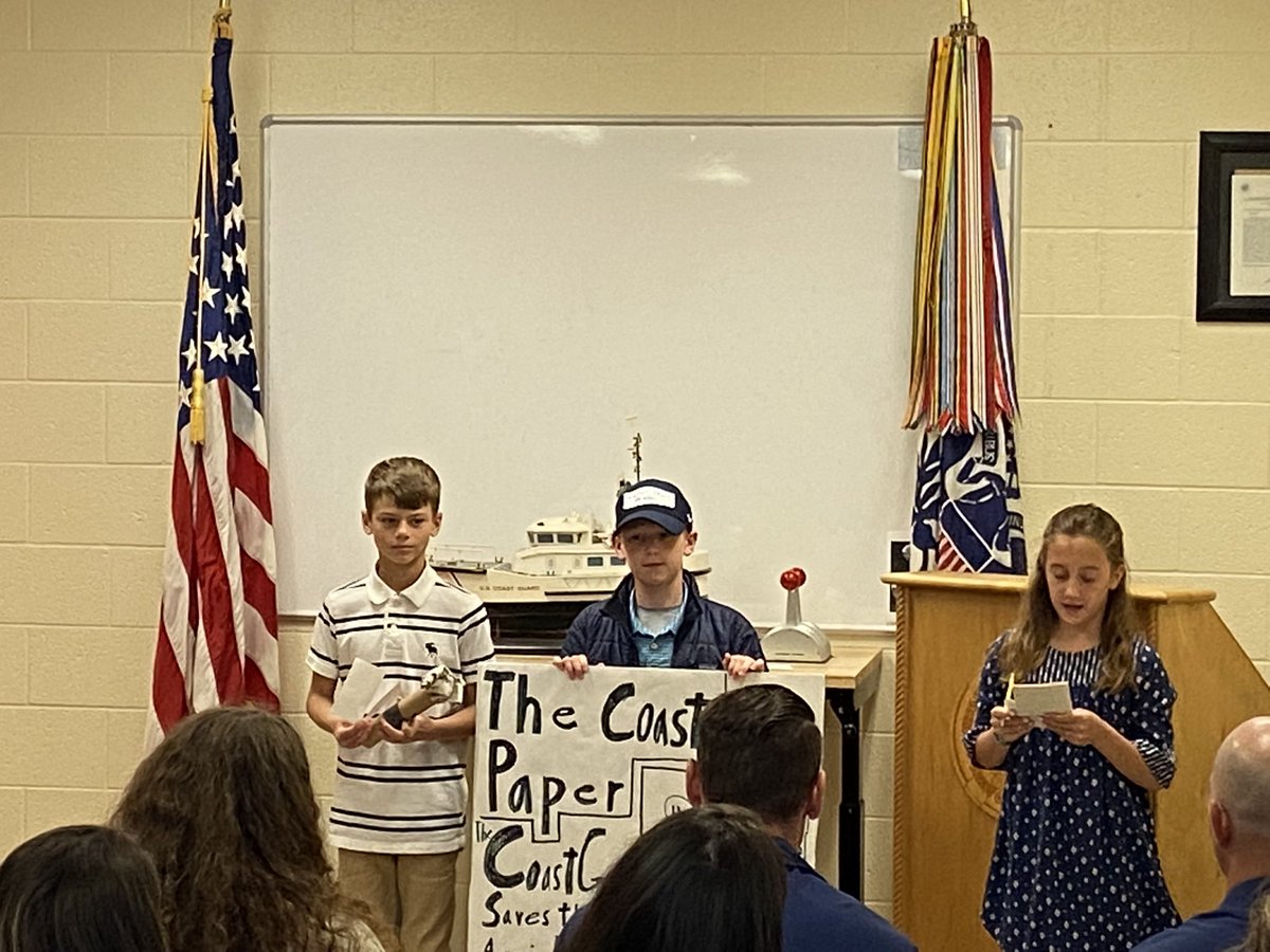 So cool!! <a href="/AnnieRatke/">Annie Ratke</a> 4th grade students from <a href="/ghapspeach/">GHAPS-Peach Plains</a> presented today at the GH Coast Guard station their ideas on “How can we share the work of our local Coast Guard with our community?” They did amazing!  Thank you <a href="/USCG/">U.S. Coast Guard</a> for partnering with our students and for all you do!