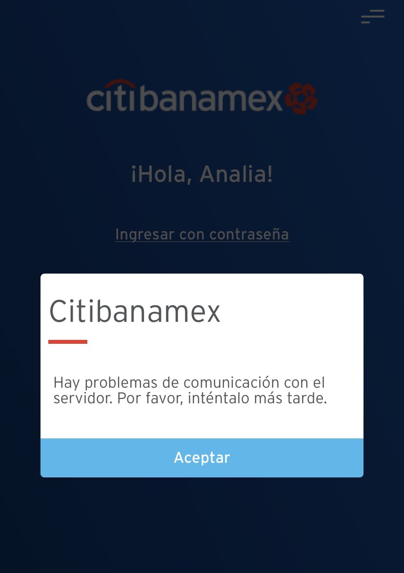 analiamg's tweet photo. @Citibanamex Simplemente no se puede entrar a la app… así desde todo el día de ayer, así que no pude aprovechar el 15% de rembolso de ayer. https://t.co/LSHQNf1lB8