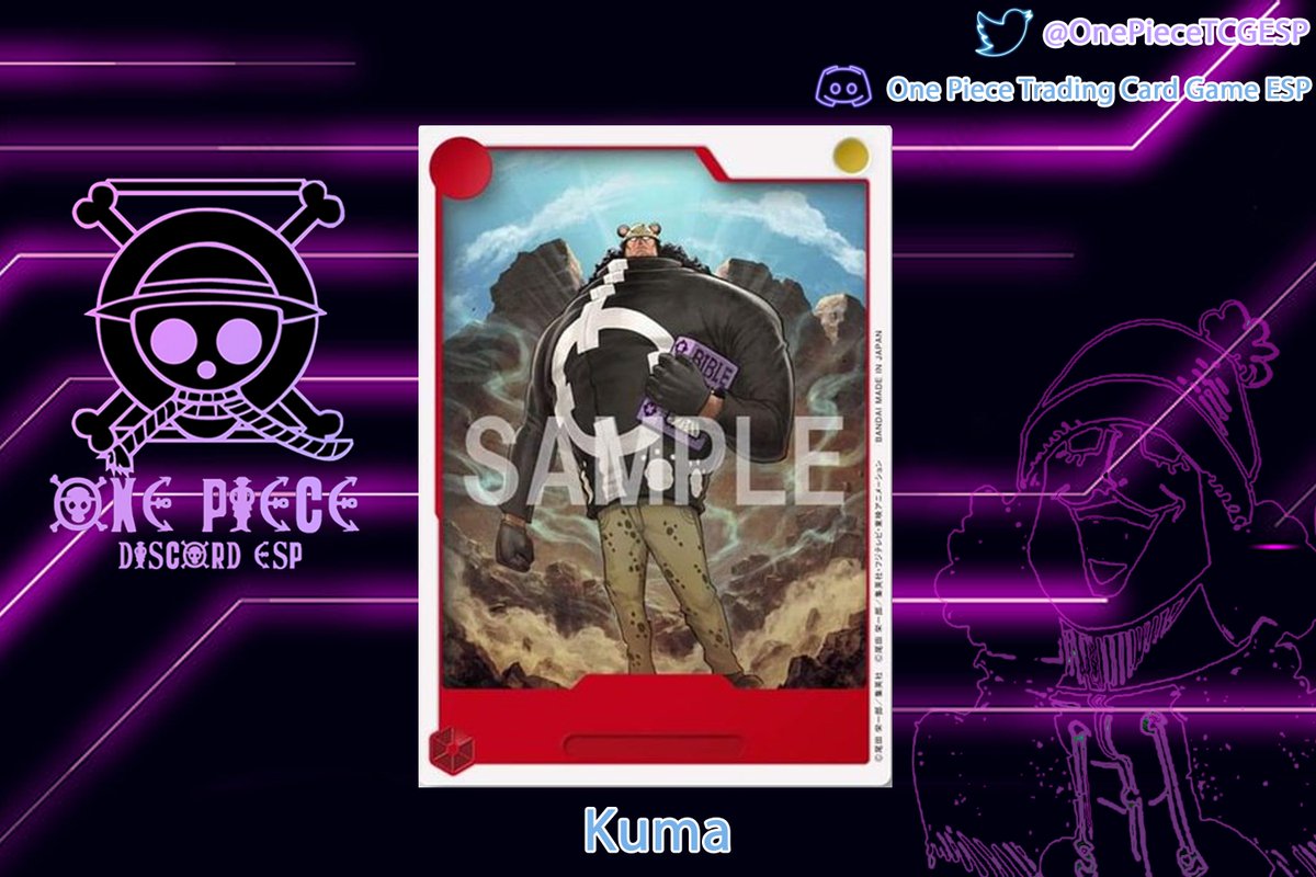OnePieceTCGESP's tweet photo. Nueva carta de Kuma revelada, probablemente será del booster set OP01 https://t.co/B41TSYcLIL