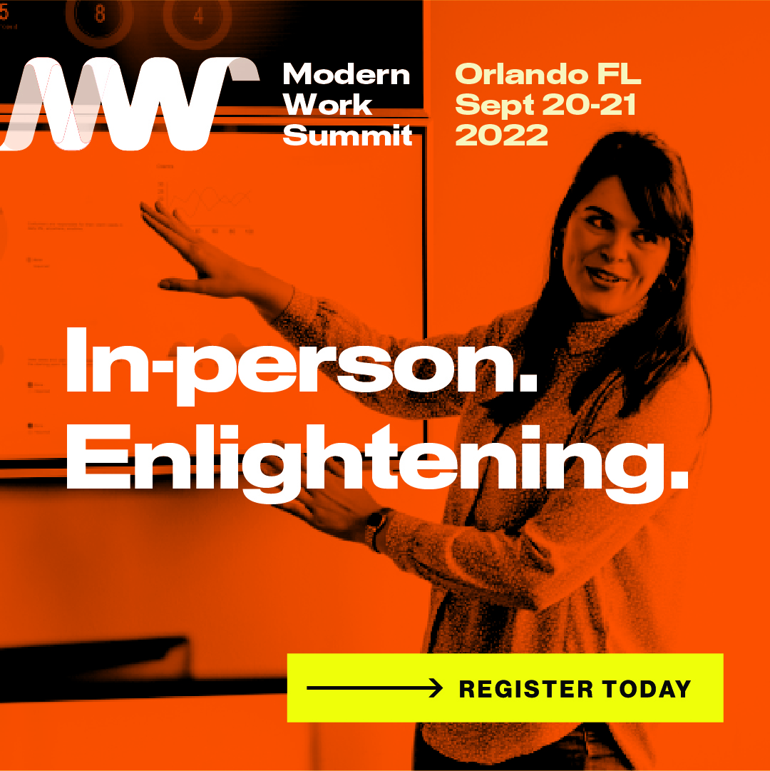 beckman1968's tweet image. Join industry leaders, technology executives, influencers, and advisors for a two-day event dedicated to exploring solutions that meet the needs of today’s hybrid workplace. 

Register today. ow.ly/U7FT50JhMXP  

#ModernWorkSummit2022