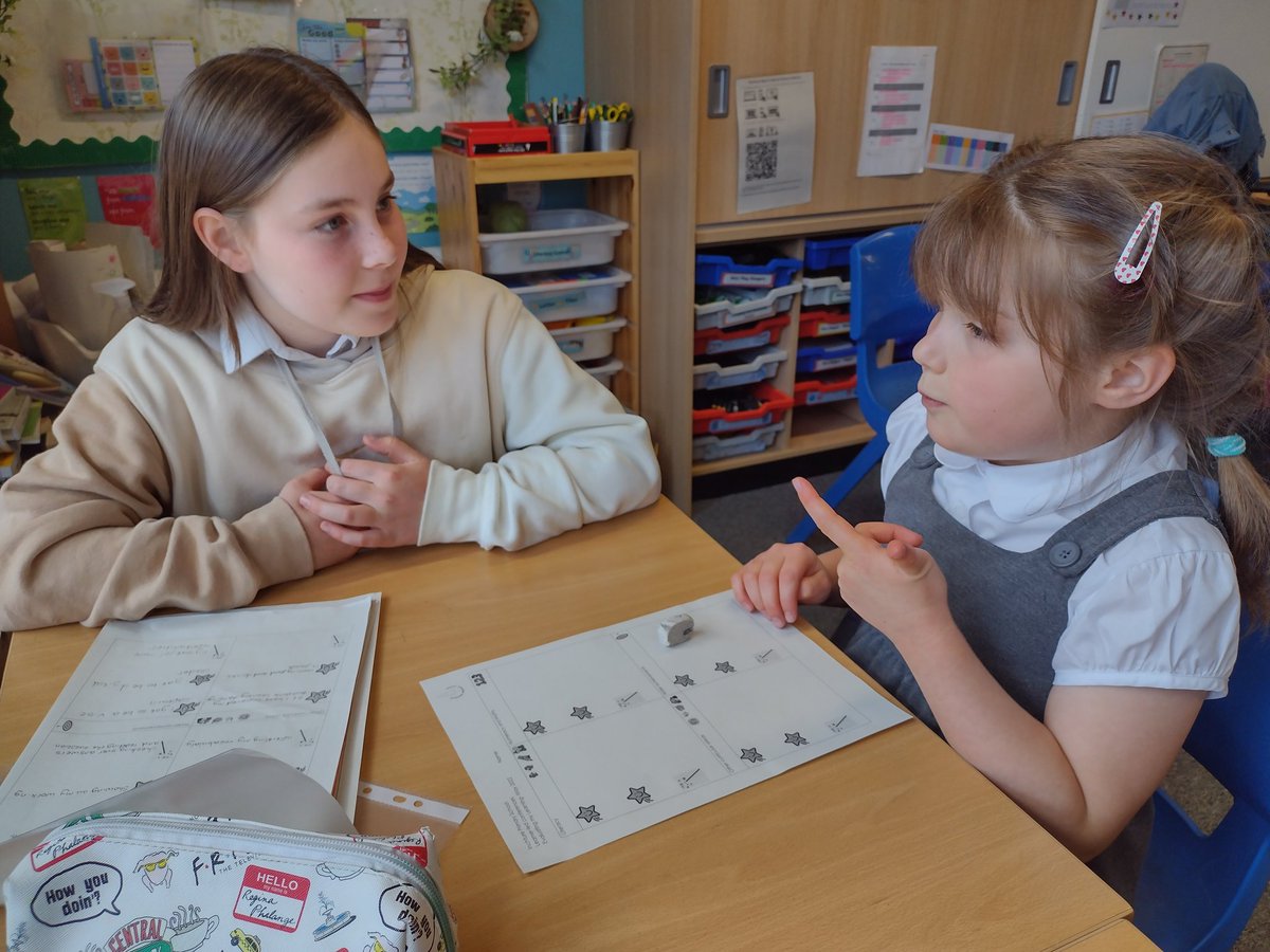InchturePrimary's tweet photo. P6 worked with P3/4 today to help them talk about their achievements and next steps in learning in preparation for our Learner Led Conferences next week. #workingtogether #talkingaboutlearning #TeamInchture https://t.co/S3JHxwW7ka