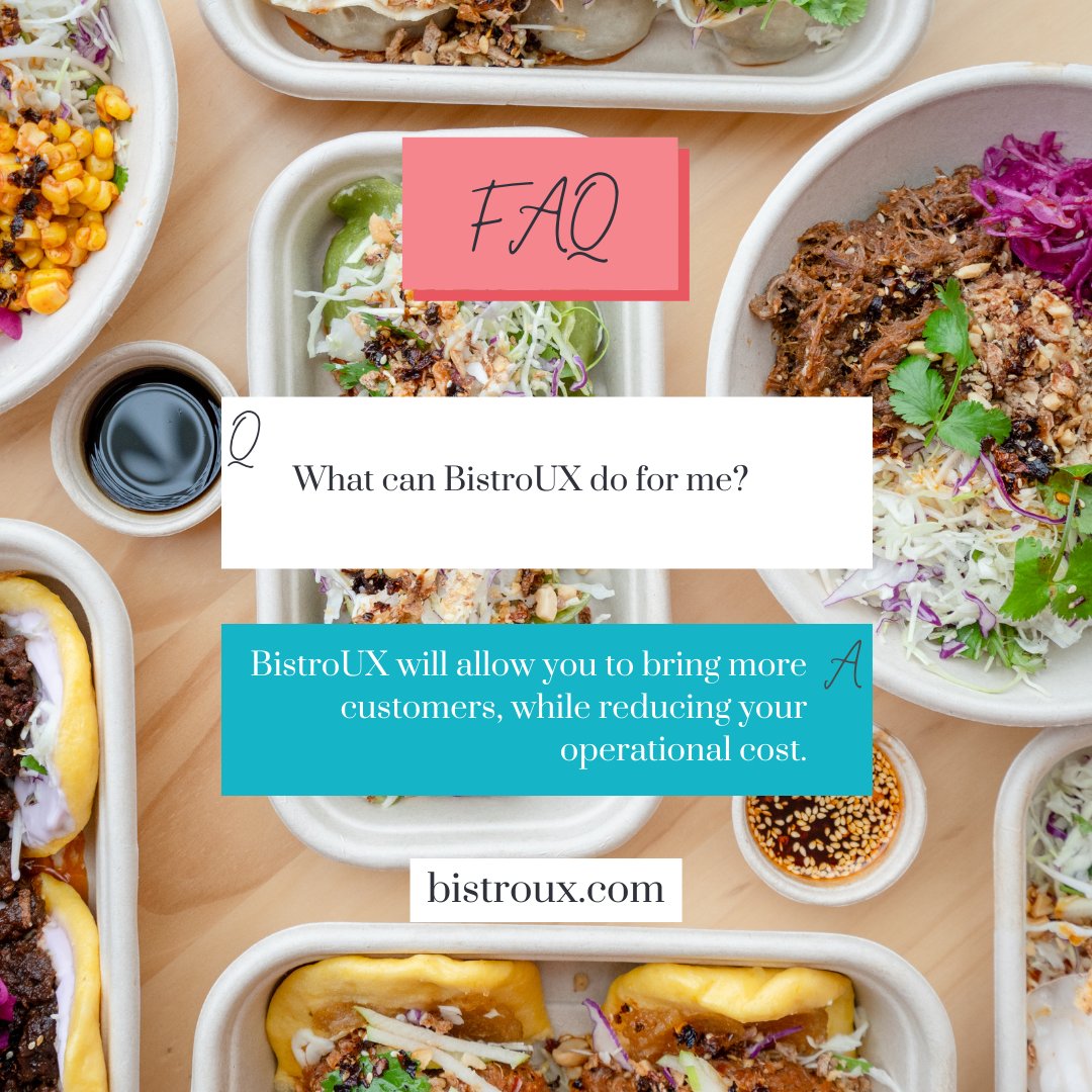 Get optimal growth with minimum cost with BistroUX.

Learn more about BistroUX:
bistroux.com/index.html 

#restaurantmarketing #salesgrowth #hospitalityindustry #restaurantmanager #restaurantstartup #restaurantbusiness #restauranttech #onlineorder #delivery