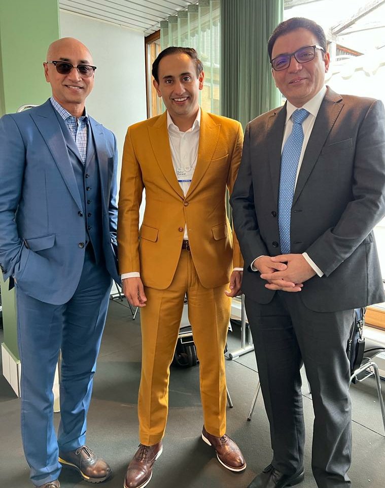 Catching up with <a href="/rahulkanwal/">Rahul Kanwal</a> and <a href="/szarabi/">Siddharth Zarabi</a> at the <a href="/IndiaToday/">IndiaToday</a> studio at the Congress Centre in #Davos. #Davos2022 #WEF22