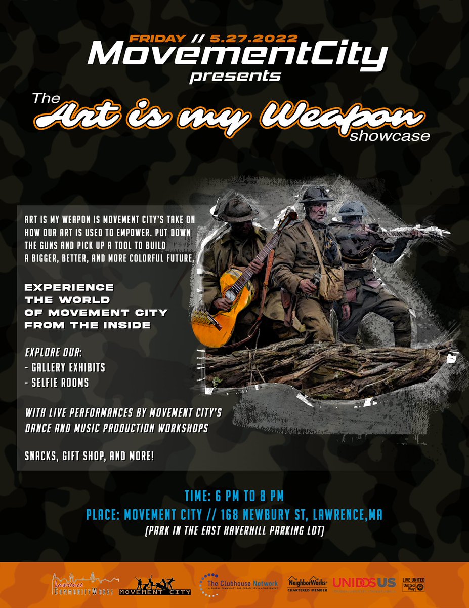 MovementCity's tweet photo. Art is My Weapon. A Movement City Showcase. THIS FRIDAY! 6-8pm. https://t.co/wgsoRRgDh8
