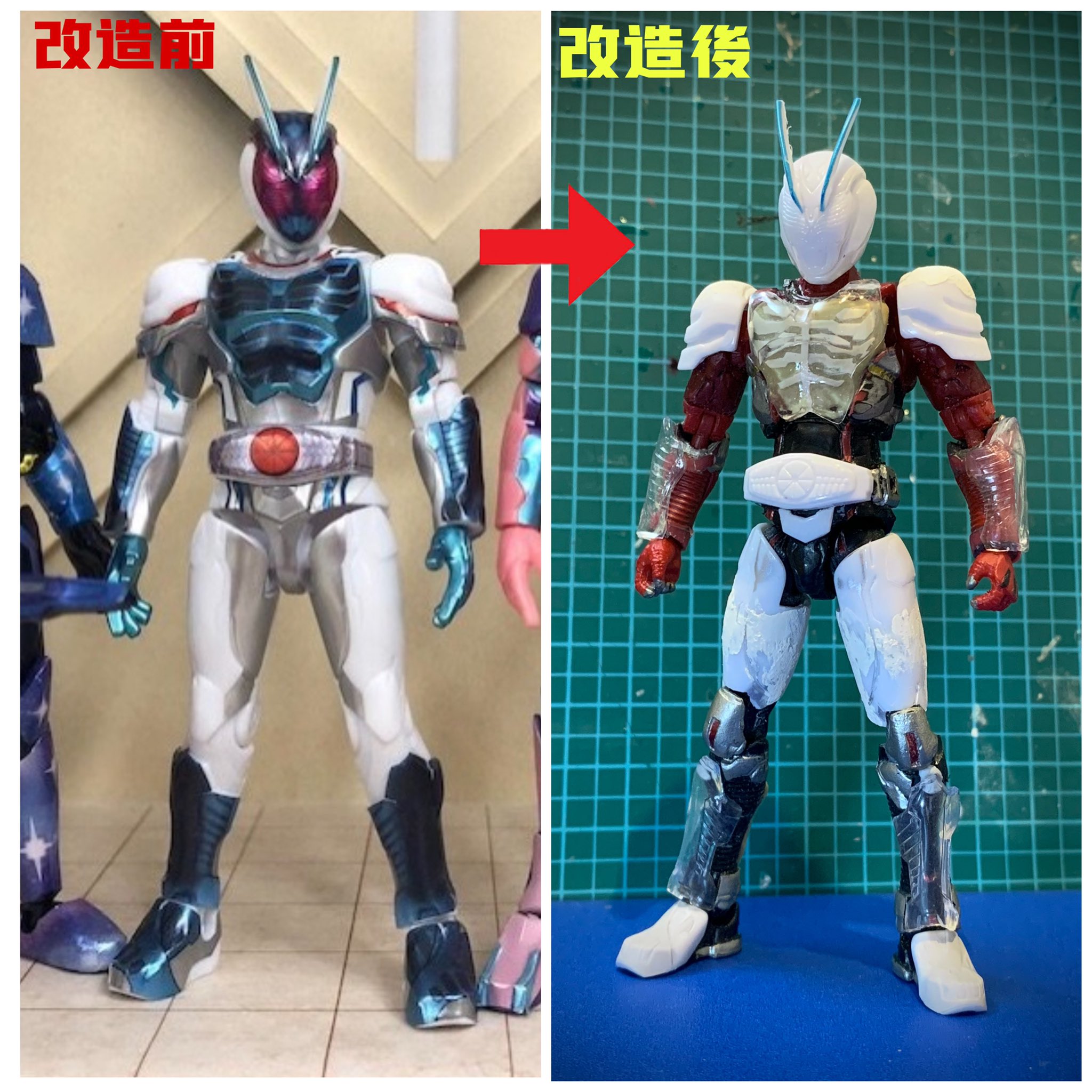 Hoi 装動 仮面ライダーセンチュリー 大改造 將装動前臂小腿複成透明件 大腿護甲延長移植至極魂faiz 改造大致完成 ニチアサフィギュア改造部 仮面ライダーセンチュリー Kamenridercentury 假面骑士century 仮面ライダービヨンド