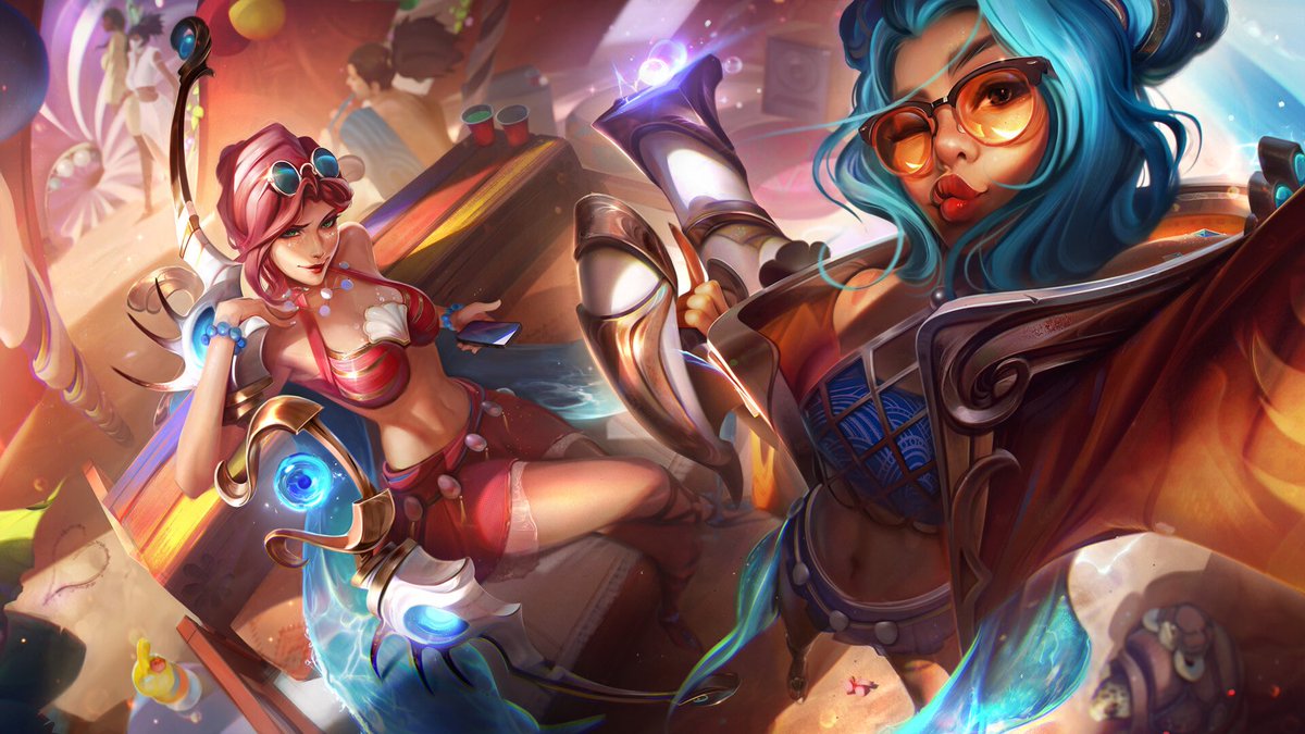 They’re on PBE ! Super happy to have painted this cool duo ! I’ve added a lot of challenges to myself for this one, especially the fisheye perspective and lighting ! I’ll make a post on how I tackled that ! Huge thanks to my amazing team <3 #LeagueOfLegends