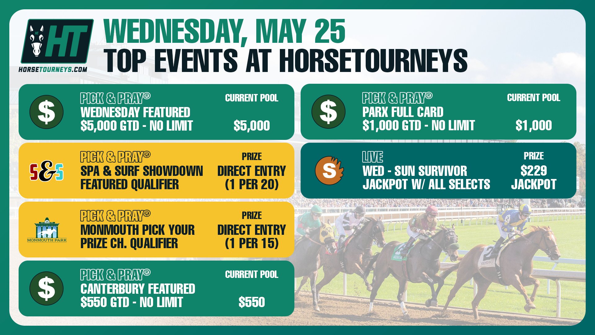 Horsetourneys Qualifiers To The Spa Surf Showdown And June 4 Monmouth Pick Your Prize Challenge Are On Today S Docket At Horsetourneys Head To T Co Pe1tacpatc To Join Today S Events T Co Ktwzkbgofv