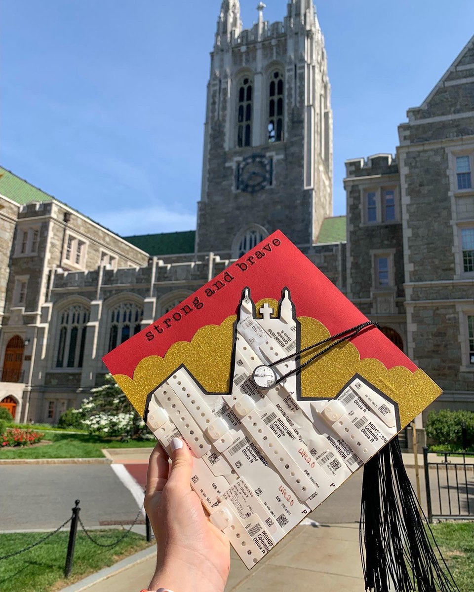 Still very proud of my cap decor… all my hospital bands from during college. 

Thanks <a href="/BostonCollege/">Boston College</a> supporting me through it and bringing me the doctors who saved my life. ❤️🦅