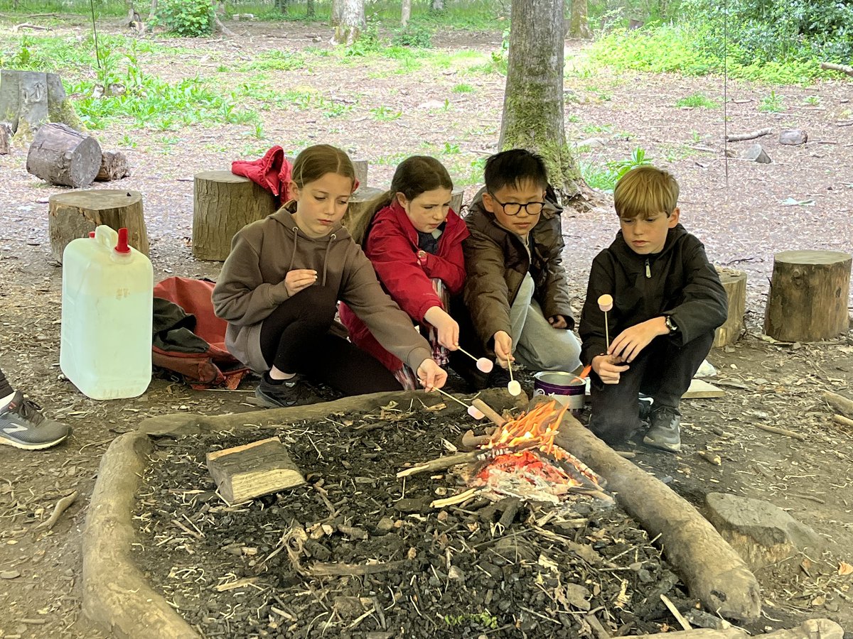 StPhilipsY6C22's tweet photo. Following on from our shelter building, we made group fires and started them with flint and steel. We toasted marshmallows around them - yum! #teamstphilips #stphilipsY6residential https://t.co/DBHKnJdSaf