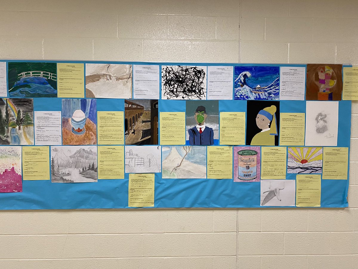 Come check out the grade 7s Artist Study! Each student chose an artist, researched interesting facts, discussed the elements of art found in their work as well as how their art makes them feel. They then did a reproduction of the artist’s work <a href="/TVAelementary/">Tecumseh Vista Elem</a>