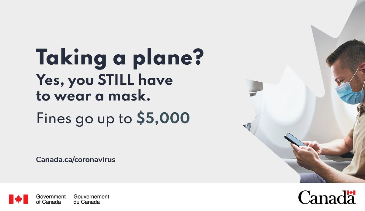 Masks are legally required on planes, even if you’re travelling where local masking rules have been lifted. 

Learn more here: ow.ly/Gc9150Jh4mE