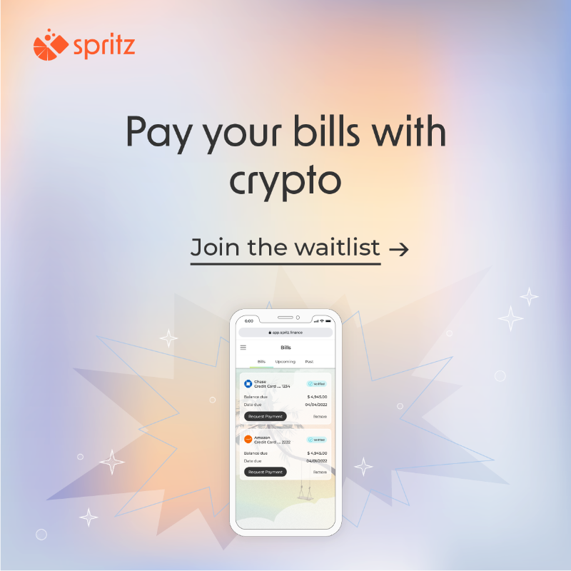 spritzfinance's tweet photo. 🪙 Connect real-world bills to your crypto wallet
💳 Program payments w/o offramping to a bank 
⚡ 1000+ bill pay integrations

Welcome to Spritz - join the waitlist! 🍹