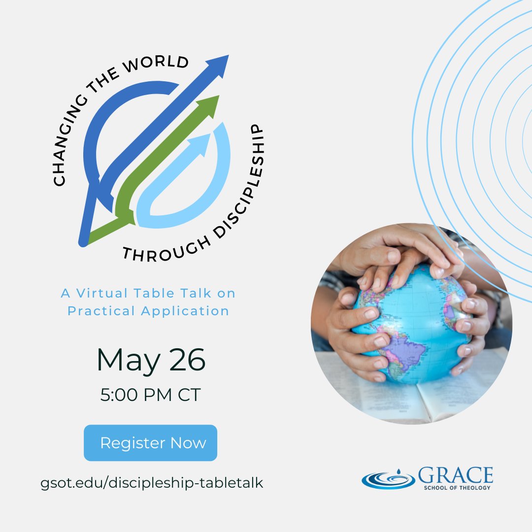 ibelieveingrace's tweet photo. 📣 You can still register to join us on May 26th!
Every Christ-follower can be a part of extending God’s kingdom.
May 26, 6pm CT
Online via BlueJeans
👉 Register now: https://t.co/4b0EWuaHNS
#changetheworld #discipleship #disciplemaking #tabletalk #ibelieveingrace #sharegrace https://t.co/HHhcovXAcm