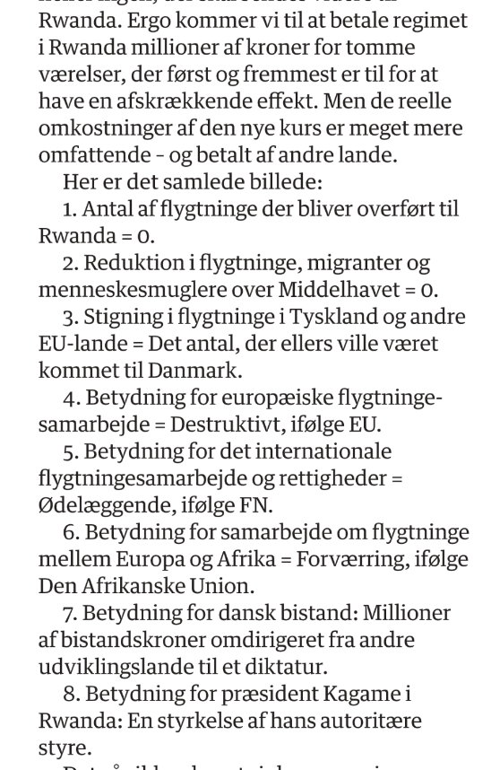 I dagens <a href="/berlingske/">Berlingske</a> har jeg en opgørelse over konsekvenserne for resten af verden af et dansk "modtagercenter" i #rwanda.

Er det virkelig det værd, for et land der gerne vil placere sig "i hjertet af Europa" og "stå vagt om internationale konventioner"?
#dkaid #dkpol