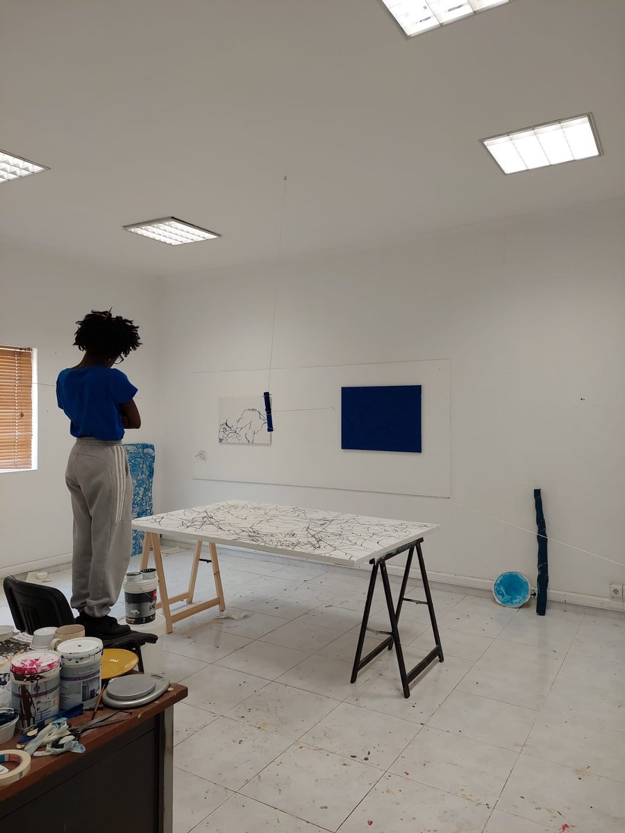 Captured today deep in thought in the studio

#TheDivineSky continued
Working title: Lively Blue 
Indigo pigment on canvas