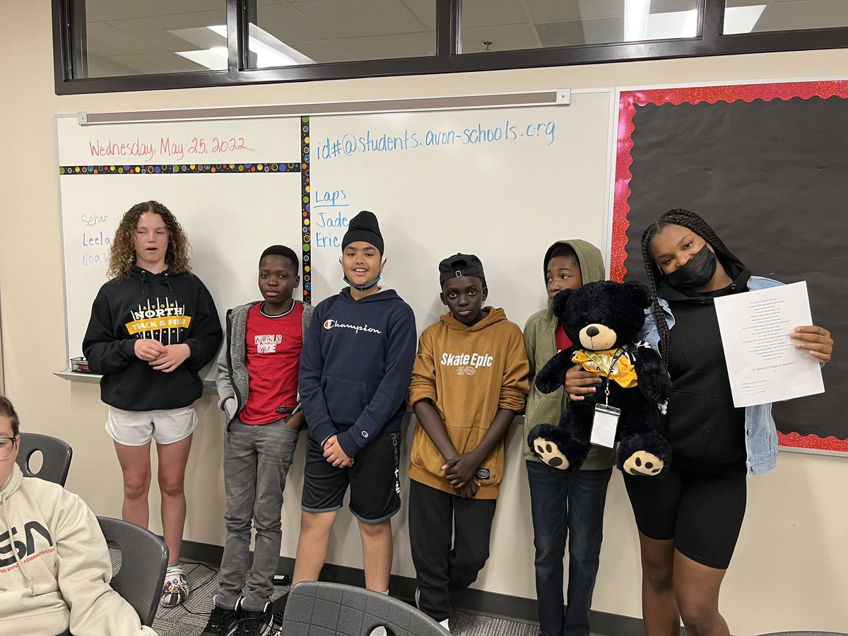 AISEast's tweet photo. Poetry!! Victor writes poetry at #AISEast today!! He’s the smartest bear ever! 🖤💛 #avonisallin #victor @aef_avonschools https://t.co/KdXLt0NUJa