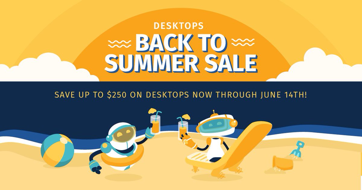 system76's tweet photo. Bonfires, beach balls, and boogie boards... The Back to Summer Sale is here!
Save up to $250 on select Thelio desktops and the Meerkat mini: https://t.co/8Mw1usgqE0
#system76 #Sale #summer #save #desktops #meerkat #thelio #hardware #savings #BacktoSummer https://t.co/1IXjlkHzSw
