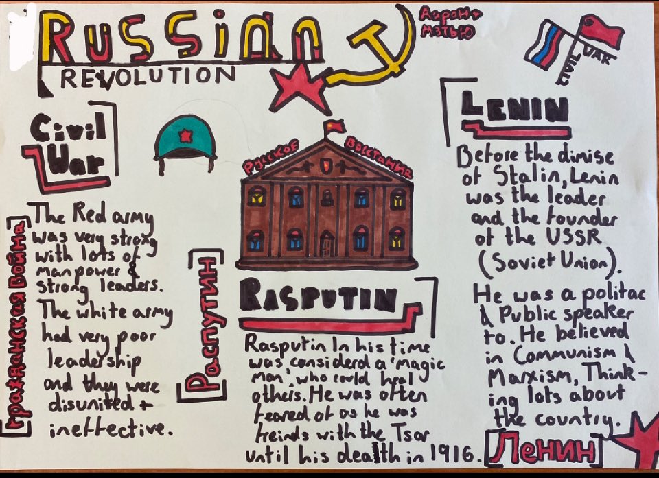 Some fantastic Russian Revolution revision posters completed by S2s today to prepare for their assessment next week 👏🏼📚