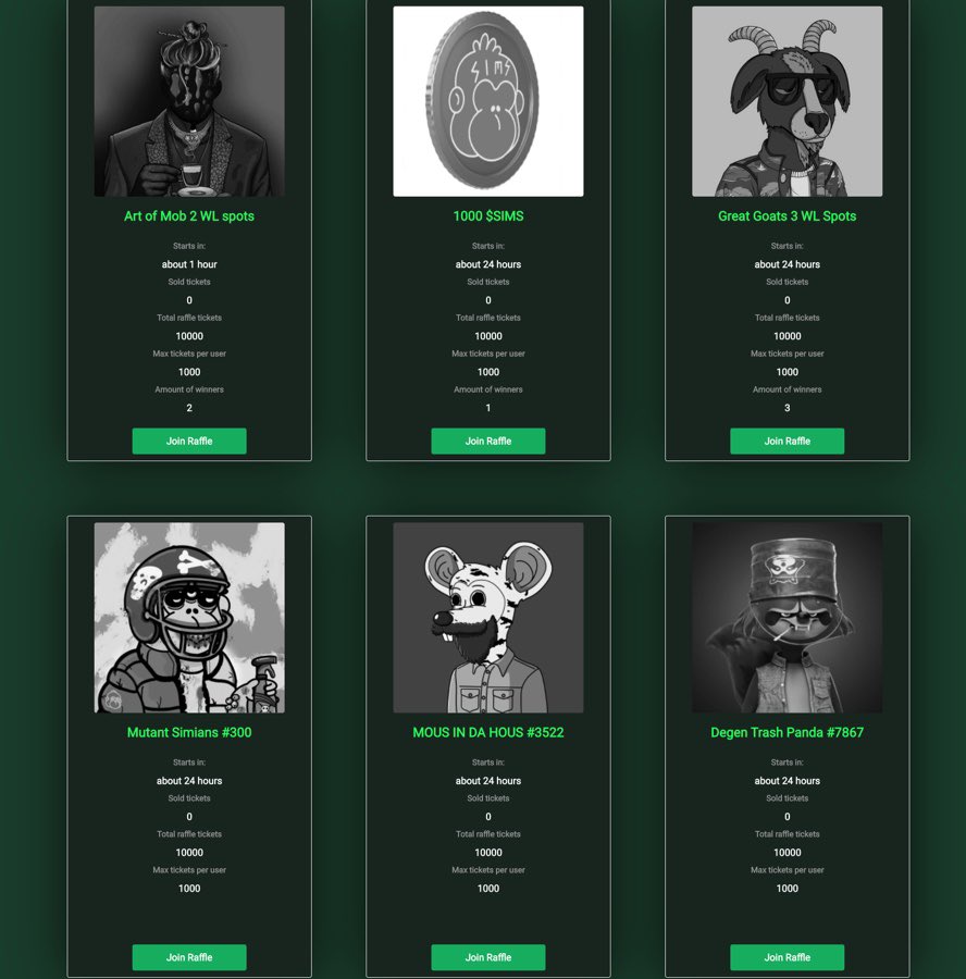 SimiansNFT's tweet photo. New raffles starting tomorrow in our Token Shop! (17 pm utc)

- 1000 $SIMS
- @MousInDaHous #3522
- @DegenTrashPanda 7867
- @SimiansNFT #300
- 3 WL spots for @GreatGoatsNFT 
- 2 WL spots for @artofmob (Just 24 hours starting in 45 mins)

More WL spots will be raffled this week! 🦠 https://t.co/Rx1qDbvwRZ
