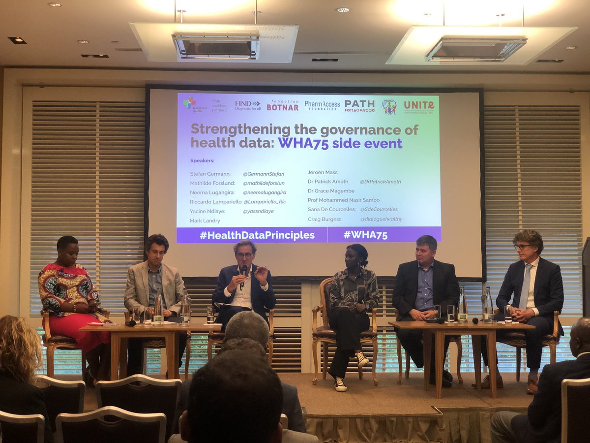 We as humans are full of data. #AI is having an extreme impact in utilising it for Public Health. #WHA75 event <a href="/Trans4m_Health/">Transform Health</a> 

<a href="/GermannStefan/">Stefan Germann</a> <a href="/mathildeforslun/">Mathilde Forslund</a> <a href="/GlobalFund/">The Global Fund</a> <a href="/neemalugangira/">Neema Lugangira</a> <a href="/Lampariello_Ric/">Riccardo Lampariello</a> <a href="/yassndiaye/">Yacine Ndiaye 🇸🇳</a> <a href="/DrPatrickAmoth/">Dr. Patrick Amoth, EBS</a> <a href="/SdeCourcelles/">Sana de Courcelles</a> <a href="/dialoguehealthy/">Craig Burgess</a> <a href="/PATHtweets/">PATH</a>