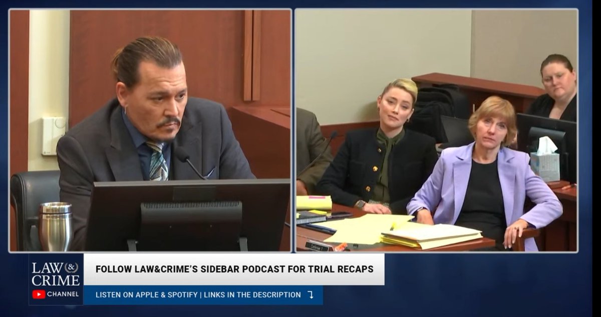 Amber while Johnny testified about witnessing her being abusive to her sister, Whitney. Everything is so amusing.