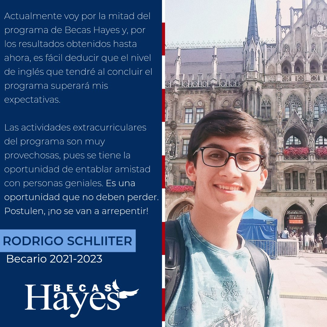 Becas Hayes (@becashayes) on Twitter photo Hoy Rodrigo nos comparte su experiencia como beneficiario de las Becas Hayes 🥰🤩
¿Qué esperas para postular? ¡Animate a ser parte! 🙌🏽✨️
➡️ Formulario y más detalles:
bit.ly/becashayes22
➡️ Dudas o consultas:
becashayes@gmail.com
#SomosHayes #BecasHayes Hoy Rodrigo nos comparte su experiencia como beneficiario de las Becas Hayes 🥰🤩
¿Qué esperas para postular? ¡Animate a ser parte! 🙌🏽✨️
➡️ Formulario y más detalles:
bit.ly/becashayes22
➡️ Dudas o consultas:
becashayes@gmail.com
#SomosHayes #BecasHayes