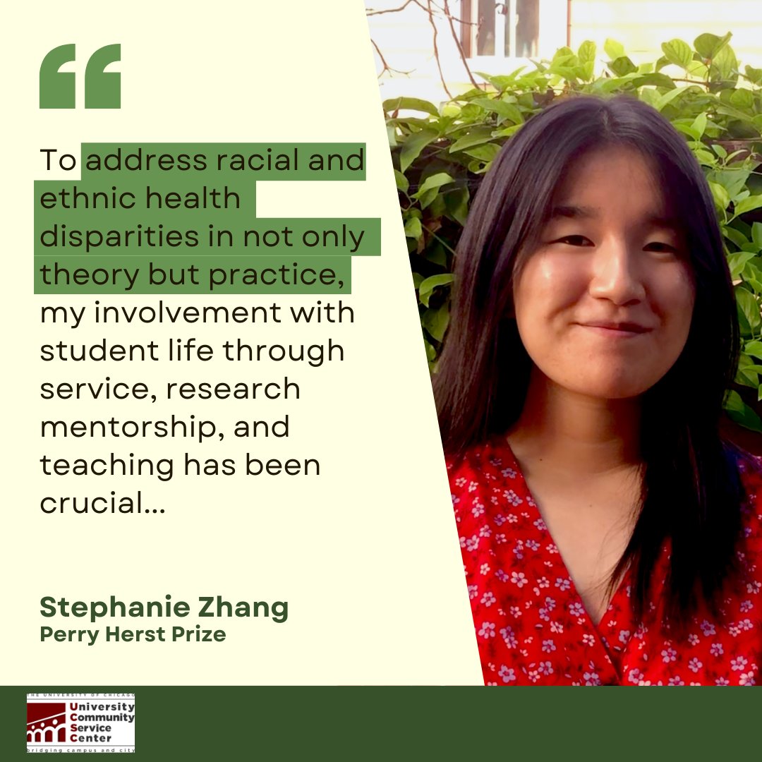 We're proud to introduce three outstanding students who have successfully integrated their academic studies with community engagement and enriched both. Congrats to Lauren Cole, Liana Massey, and Stephanie Zhang, our 2022 Perry Herst Prize winners! ucsc.uchicago.edu/news/congratul…