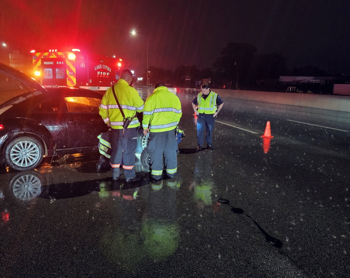 As much as your Lake Dallas Police Officers love to stand out in the pouring rain on Interstate 35E in the middle of the night, we should remind you that when hazardous conditions exist such as rain, ice, etc., #SlowDown , watch your distance between other vehicles, and be safe!!